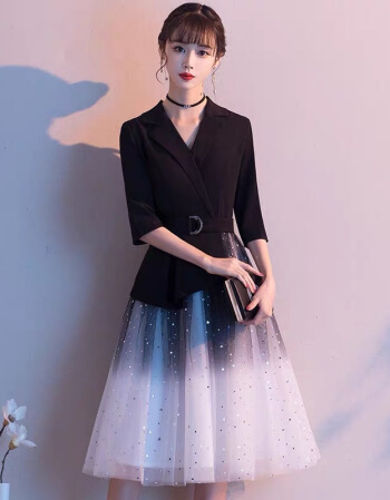 Yi Di Xiao's temperament banquet small evening dress, short for women, can be worn in Hepburn style 